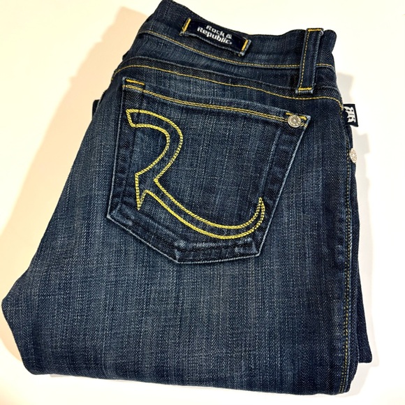 Rock & Republic Dark Blue Boot Cut Jeans, women’s Sz 28 - Picture 5 of 14